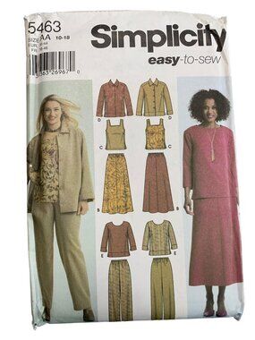 Simplicity Shirt Skirt Jacket Pant Pattern 5463 Womens Size 10-12-14-16-18 Uncut